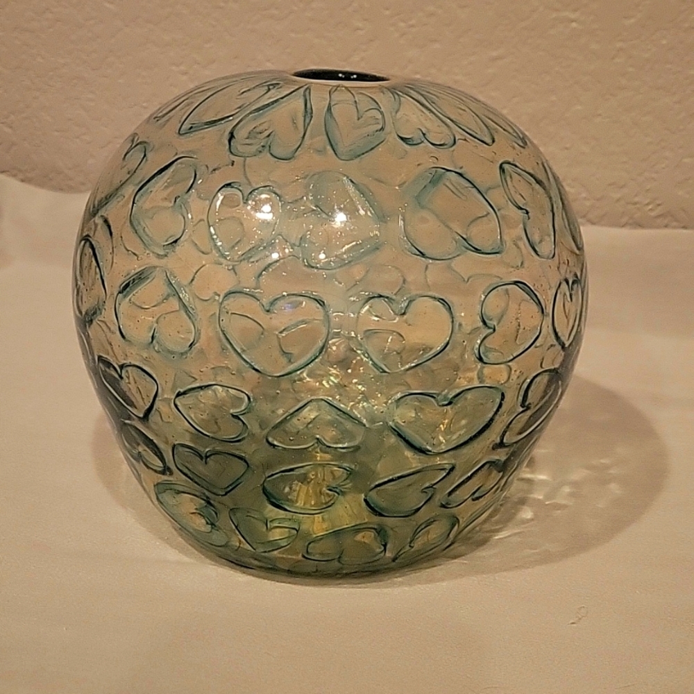 Glass Orb,  Hand-blown with Hearts.